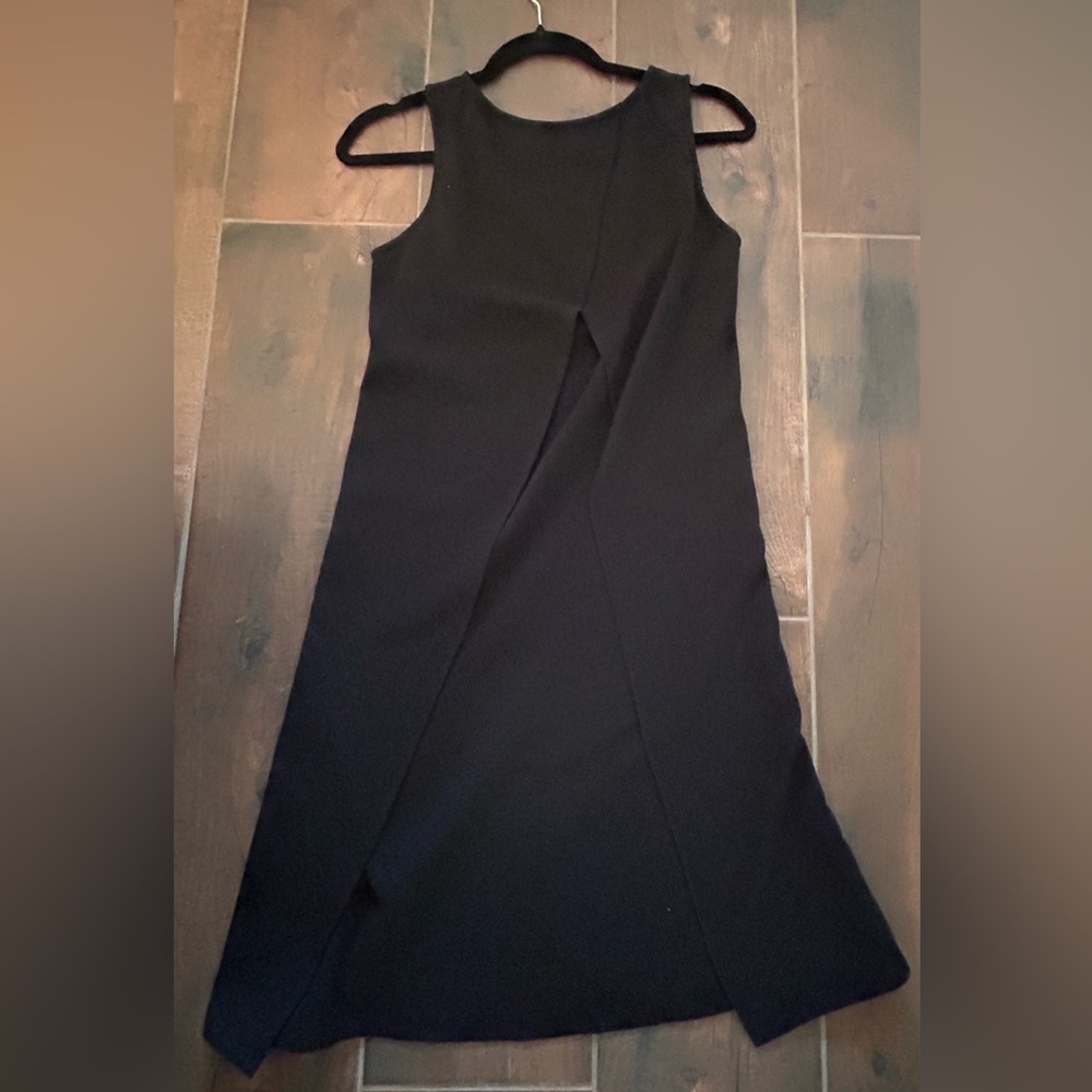 Calvin Klein Black Sleeveless (with back pleat details) Sheath Dress